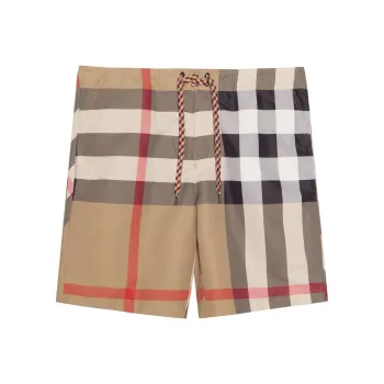 Burberry Men Check Swim Shorts Archive Beige