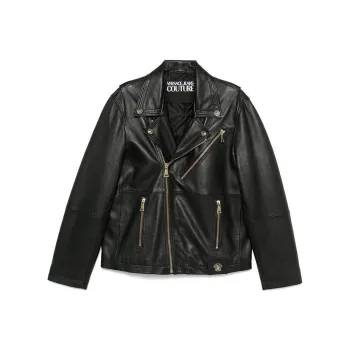 VERSACE JEANS COUTURE Leather Jacket Men's Black