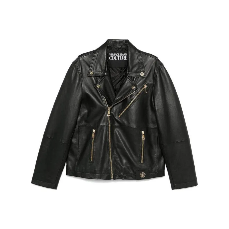 VERSACE JEANS COUTURE Leather Jacket Men's Black-0