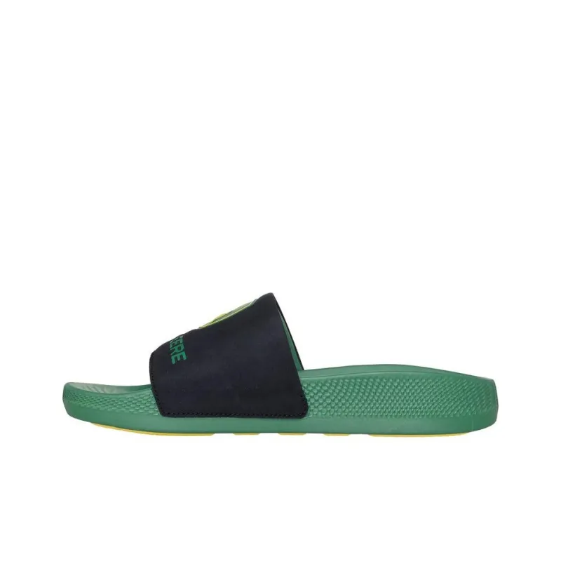 John Deere x Skechers Low Slider Big Logo Slide Slippers Men's Gray Green-2