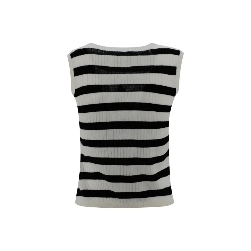 MaxMara Valeria Striped Crewneck Vest-1