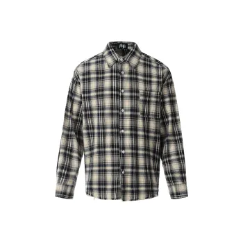 IMHM Shirt Unisex Beige Blue Plaid