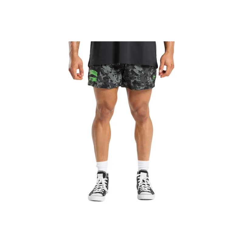 GYMSHARK PRINTED LIFTING MESH 5' SHORTS Casual Shorts Men's Black-0
