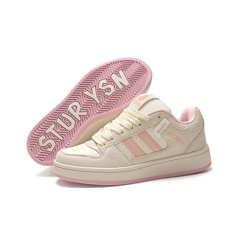 STUR YSN Wear resistant And Lightweight Low Top Skateboard Shoes Women's Gray Pink-6