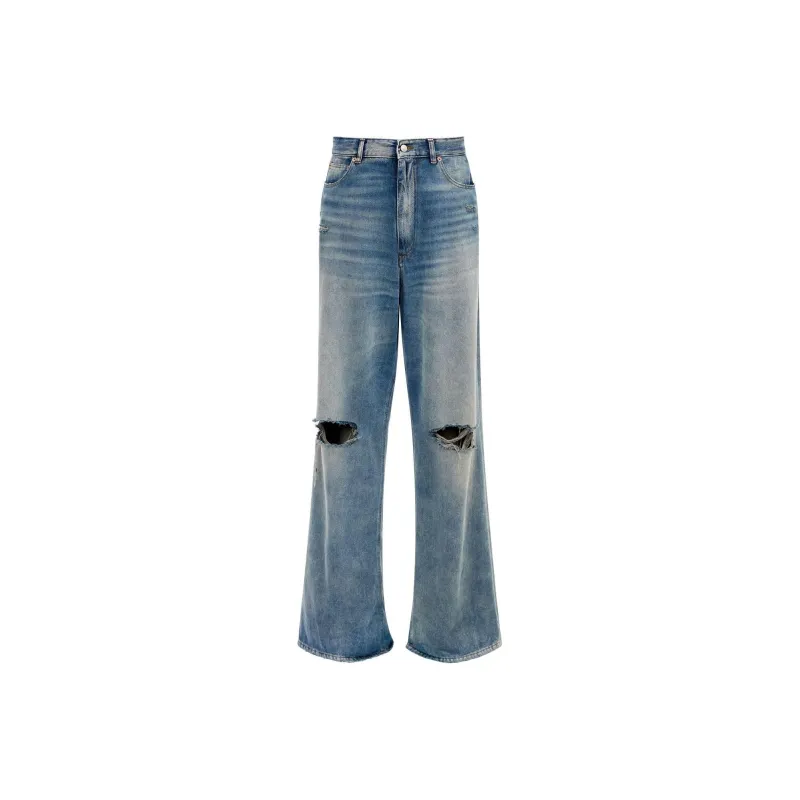 MM6 Maison Margiela Distressed Wide Leg Jeans-0