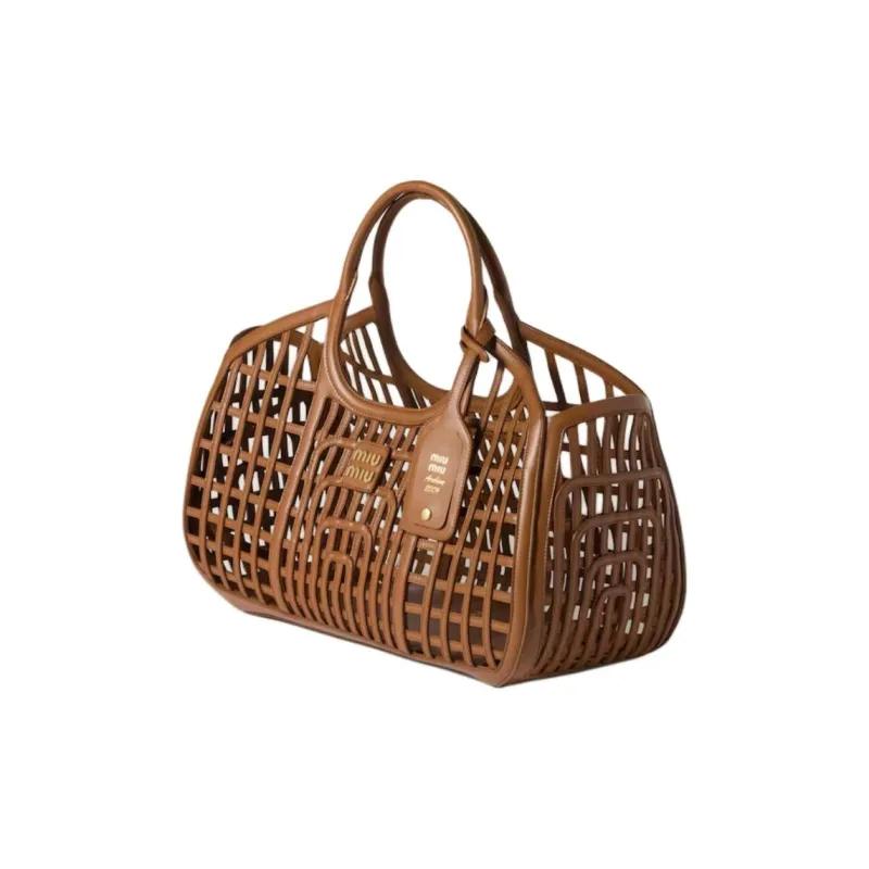 MIU MIU Cow Leather Handbag Women's Brown-1