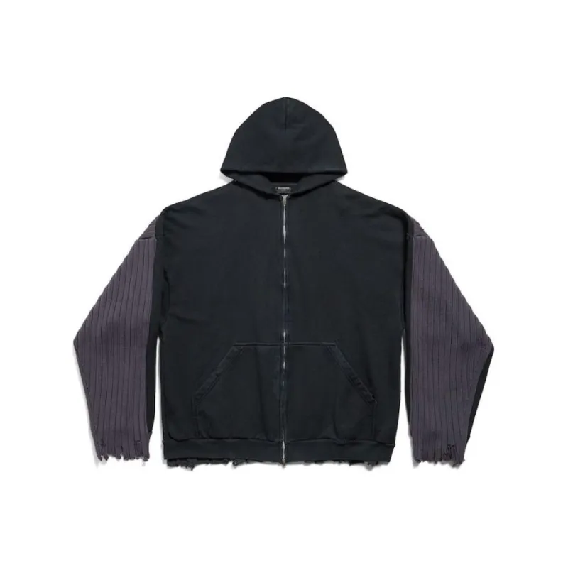 Balenciaga Patched Zip Up Hoodie-5