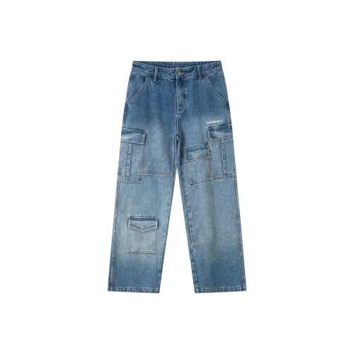Suamoment American Spring And Fall Casual Loose Fit Long Jeans Unisex