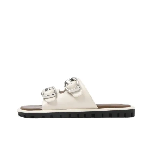 CAMEIDO Plastic Sole Slip Resistant Slide Slippers Women's Beige