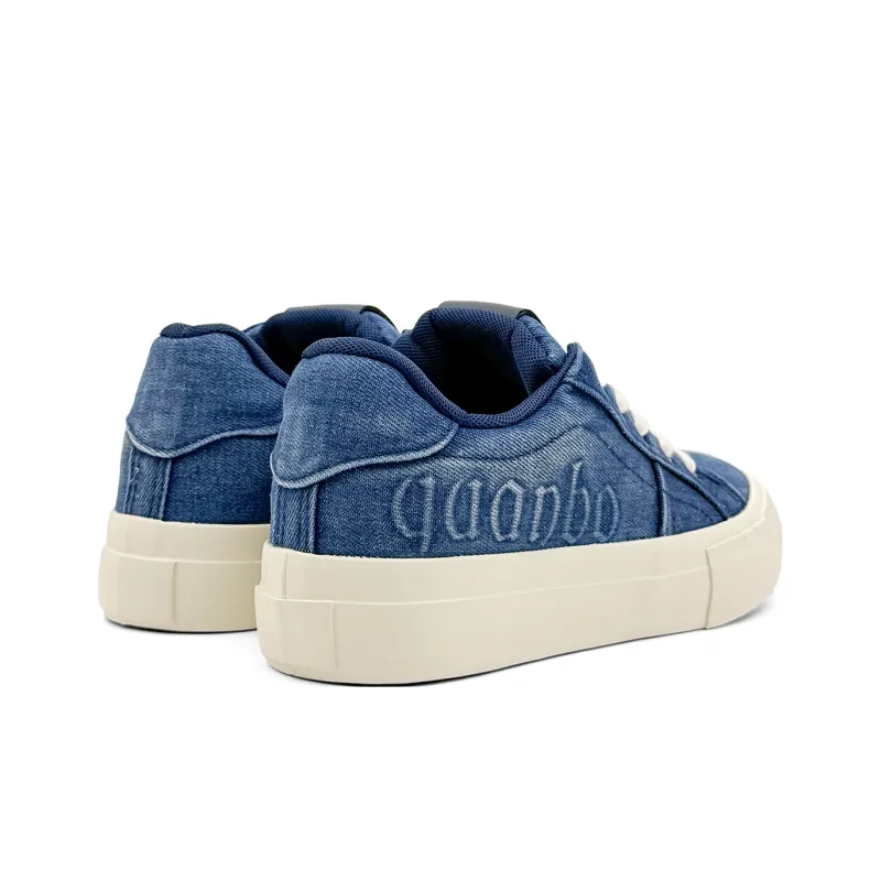 Mengsai Cushioning, Wear Resistant Low Top Skateboard Shoes Men's Denim Blue-5