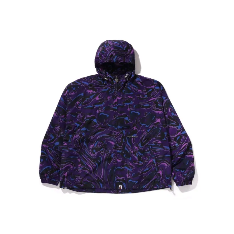 Bape Marbling Camo Bathing Ape Logo Nylon Hooded Jacket-4