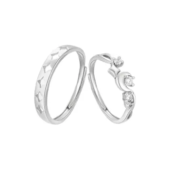 CHUVORA S999 Fine Silver Couple Rings Unisex