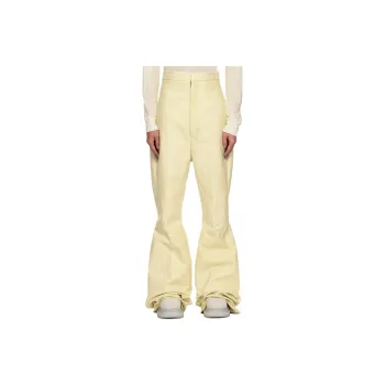 RICK OWENS/RO Leather Pants Men's Beige