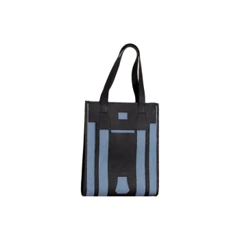 HERMES Calfskin With Canvas Tote Bag, Shopping Bag, Handbag, Shoulder Bag Women's Black & Blue