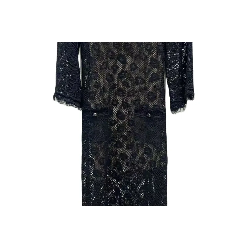 CHANEL Long Sleeved Dress Women's Black-2
