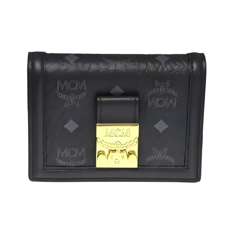 MCM Tracy Visetos Coated Canvas With Leather Wallet Mini Women's Black-0