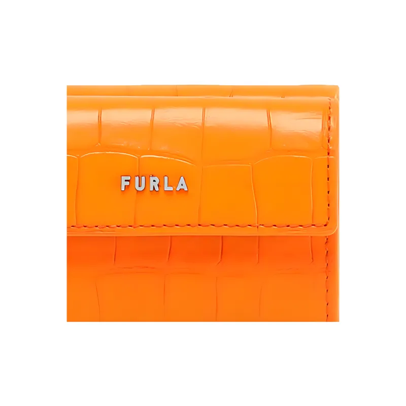 Furla Babylon Calfskin Card Holder Wallet Small Size Women's Orange-3