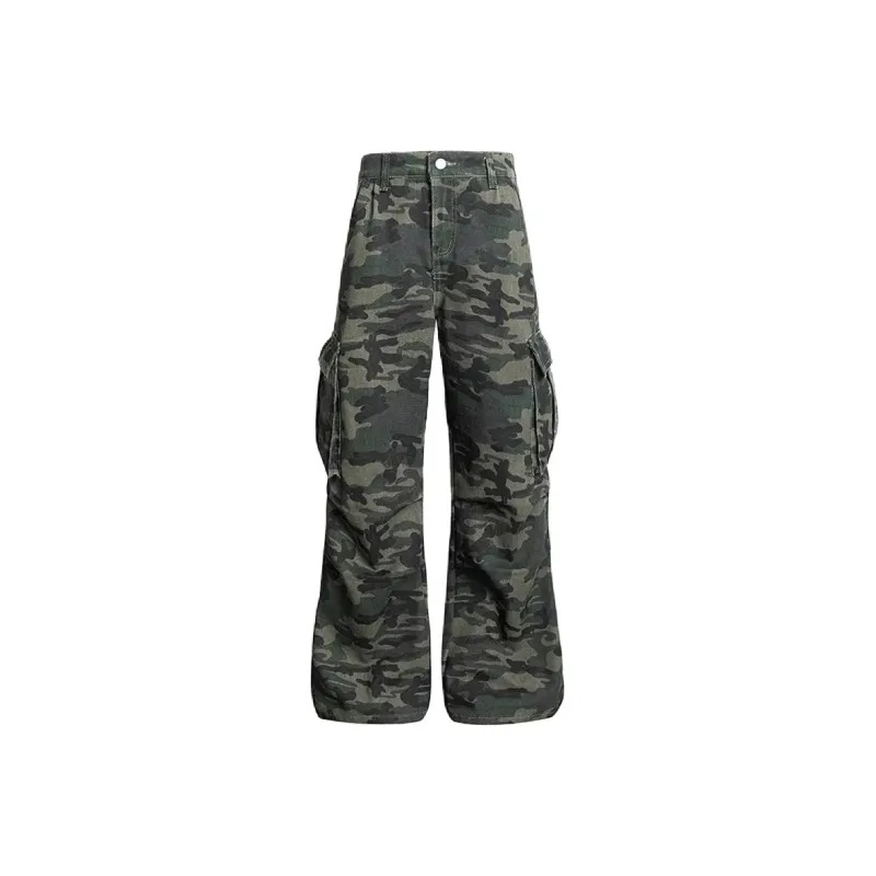 Qnxeey Cargo Pants Unisex Camouflage-0