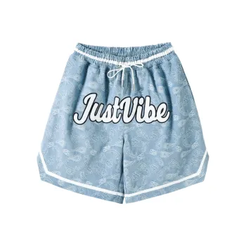 JUST VIBE Loose Fit Shorts Unisex Washed Blue