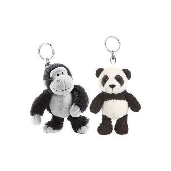 NICI Panda+Monkey Baby, Couple Combo, Black White Dolls Plush Pendant 10cm Height