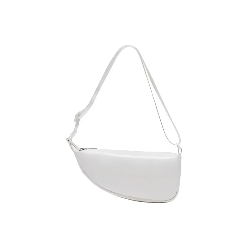 LACOSTE PU Saddle Bag Shoulder Bag Crossbody Bag Medium Size Unisex Cream White-1