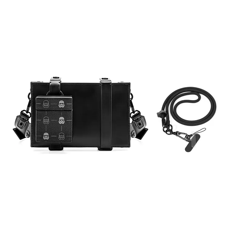 GUDI Microfiber Synthetic Leather Combo Box Bag, Small Square Bag, Shoulder Bag Medium Size Unisex Black-5