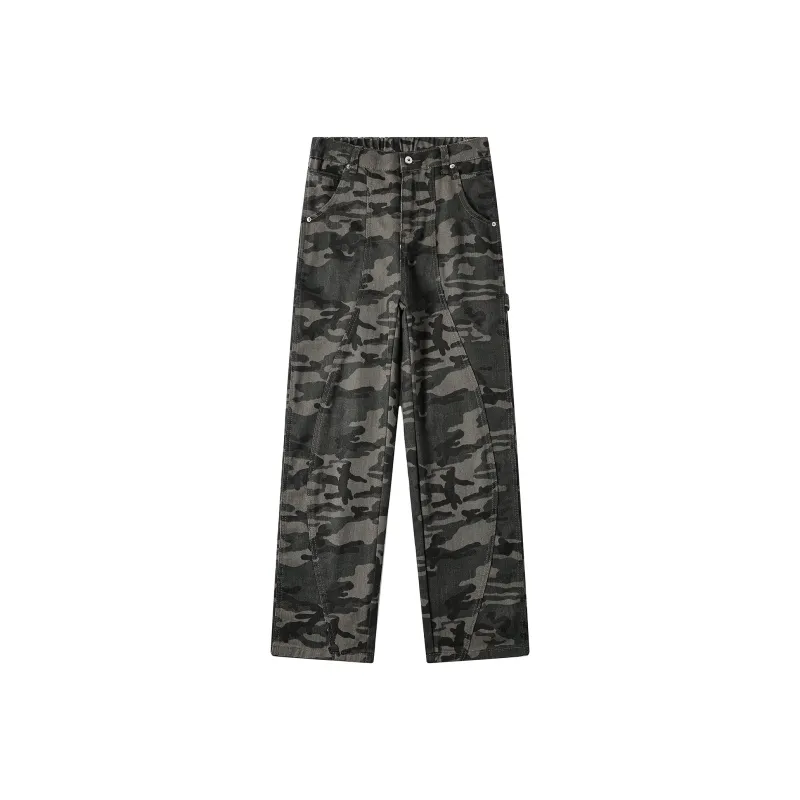 ELCORO Cargo Pants Unisex Green Camouflage-0