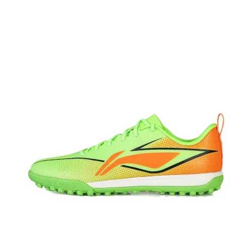 LiNing Artificial Ground, Firm Ground Anti Slip Wear Resistant Soccer Shoes Men's Fluorescent Fresh Grass Green