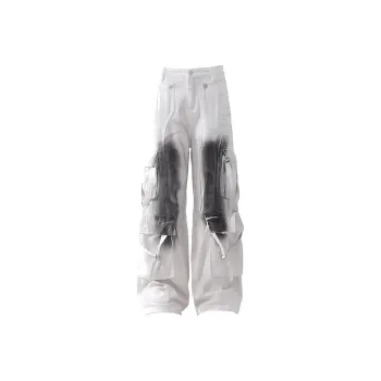 T IRA Cargo Pants Unisex Ink Wash White