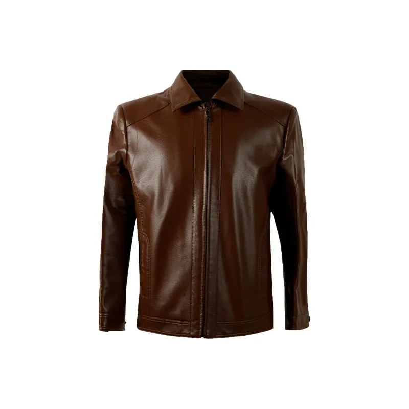 PIERRE CARDIN Leather Jacket Men's Brown-0