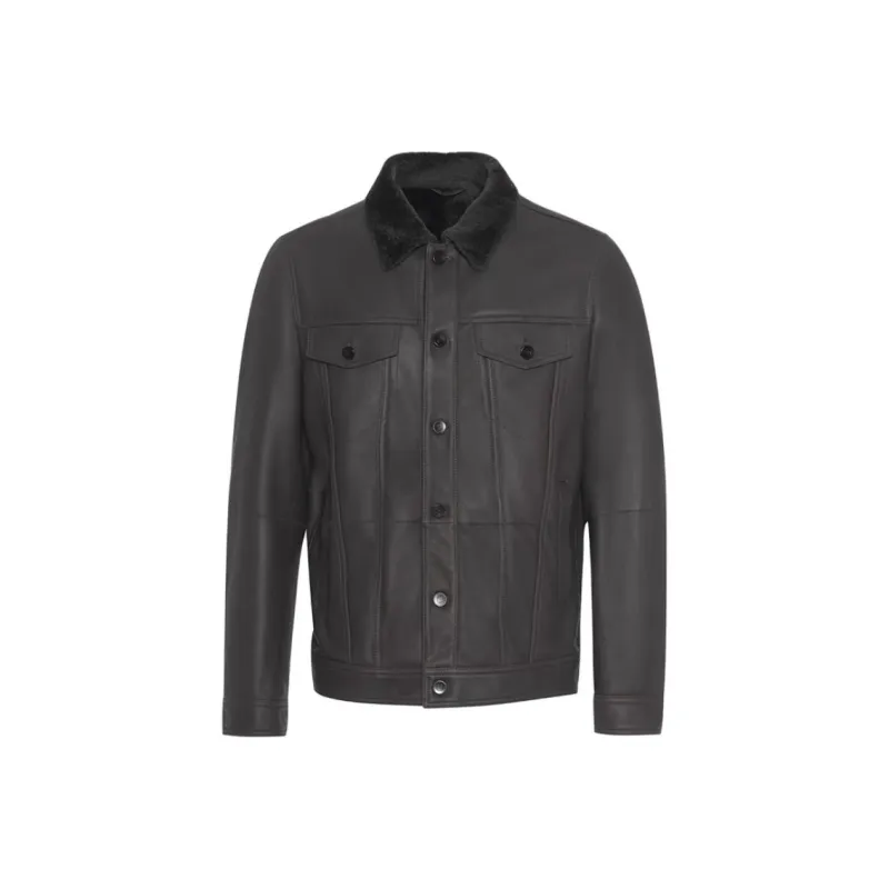 RARE Leather Jacket Men's Dark Gray-0