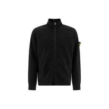 STONE ISLAND Logo Patch Zip Up Sweatshirt
