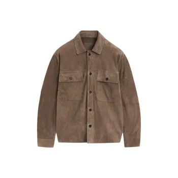 Massimo Dutti Leather Jacket Men's Gray Brown