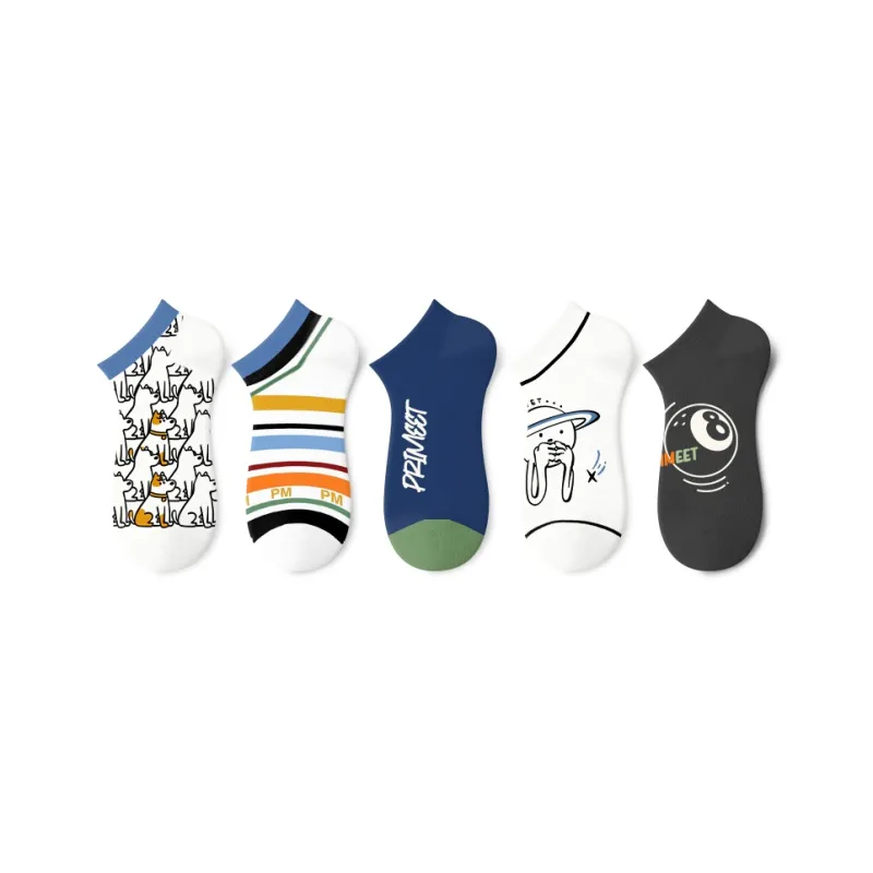 Primeet Ankle Socks Men's 5 Pack Geometric Pattern-28