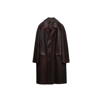 PRADA SS25 Leather Jacket Men's Red Brown