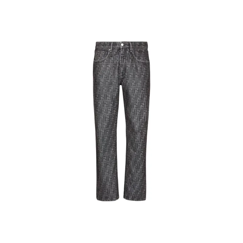 FENDI Ff Jacquard Straight Leg Jeans-0