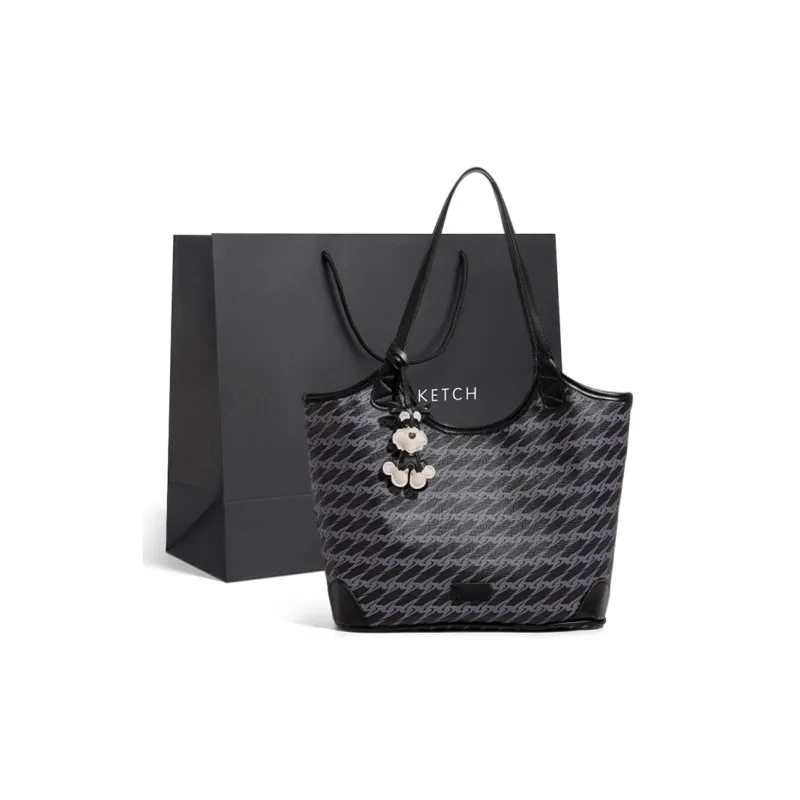 CLEVER& KETCH Microfiber Synthetic Leather Shoulder Bag Women's Black-5