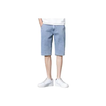 Jean West American Vintage Classic And Versatile Washable Thin Comfortable 5/4 Zip Closure Summer Men's Light Blue