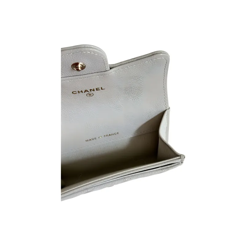 CHANEL Calfskin Card Holder Card Holder Women's Light Lime Gray-3