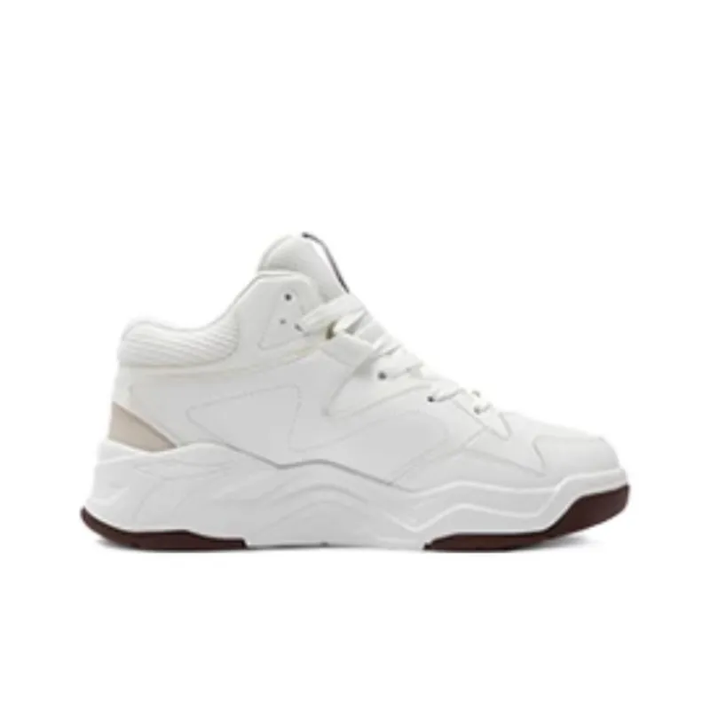 361° Warm Anti Slip And Wear Resistant High Top Skateboard Shoes Men's White Brown-1