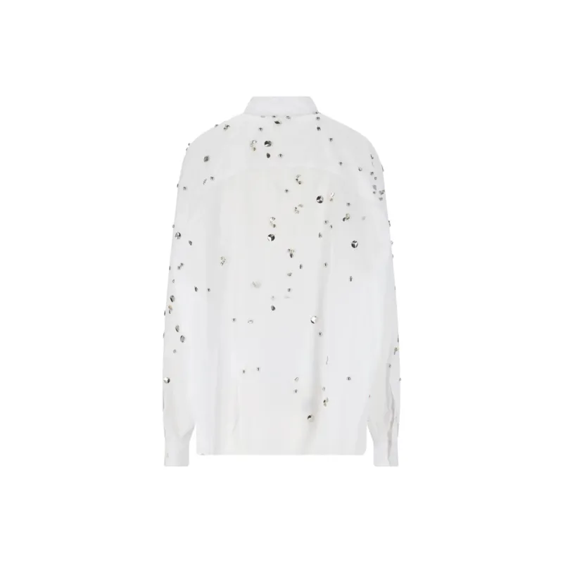 DRIES VAN NOTEN Embellished Cocoon Shirt White-1