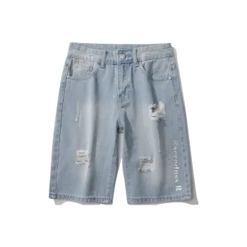 Sacrednss R Denim Shorts Unisex Light Blue