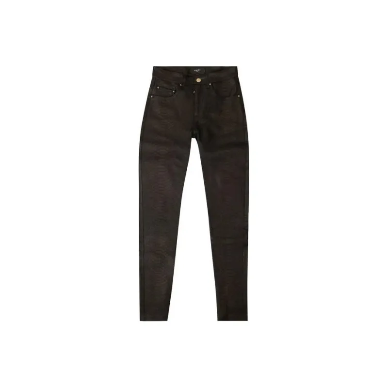 AMIRI Leather Snakeskin Print Pants-0
