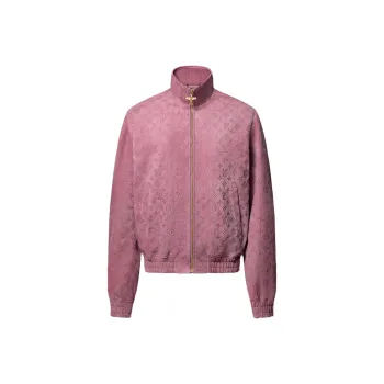 LOUIS VUITTON Monogram Debossed Leather Tracksuit Jacket