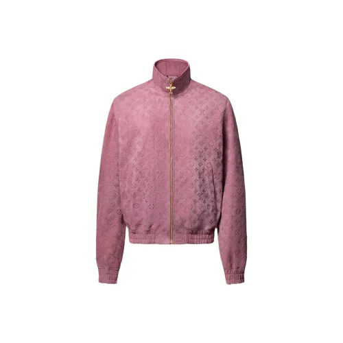 LOUIS VUITTON Monogram Debossed Leather Tracksuit Jacket