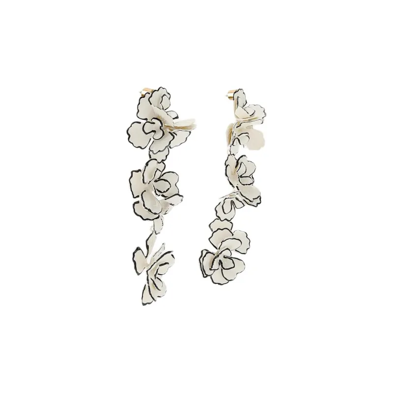 ZARA Epoxy Resin, Metal, Iron, Brass, Titanium Earrings Women's White-1