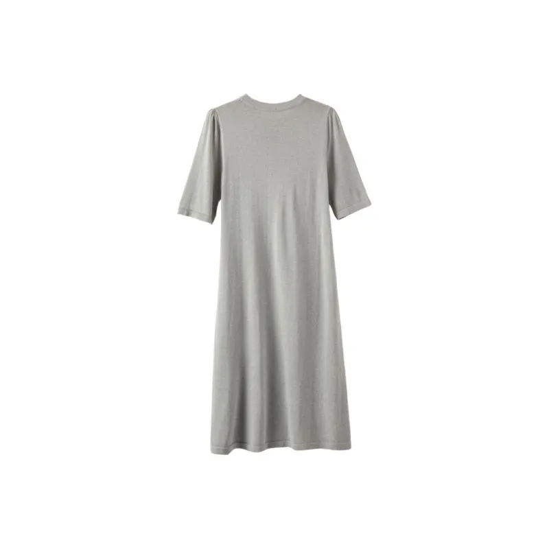 Late White Short Sleeved Dress Women's Heather Gray-1