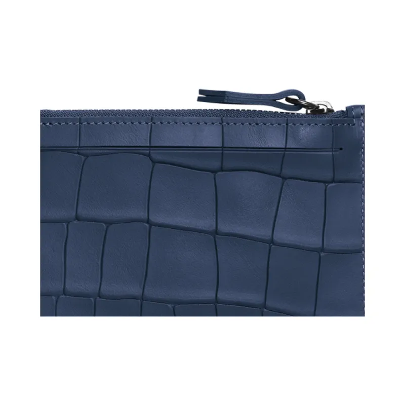 LONGCHAMP Croco Block Cow Leather Coin Purse, Card Holder Men's Marine Blue-3