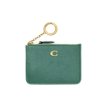COACH Mini Id Skinny Cross Stitch Leather Card Holder Mini Women's Green