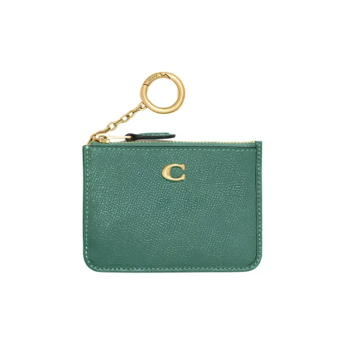 COACH Mini Id Skinny Cross Stitch Leather Card Holder Mini Women's Green
